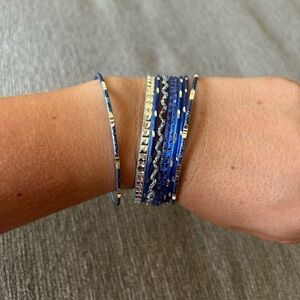 Elegant Blue and Silver Bangle Set